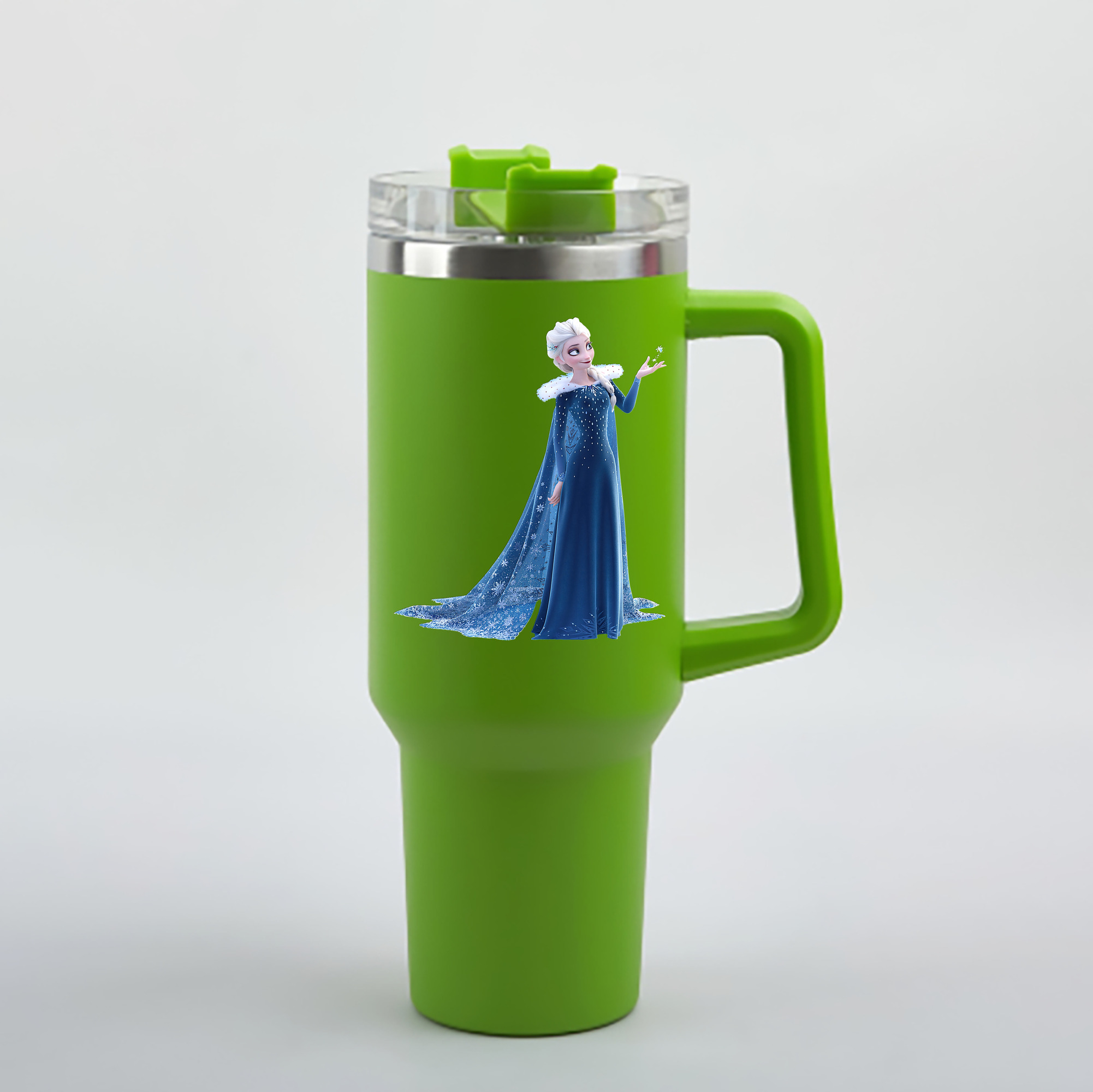 （画像用） アナと雪の女王 アンナ エルサ Frozen Anna Elsa 1200mL車用タンブラー - クリスタルステッカー（プラスチックストロー付き）